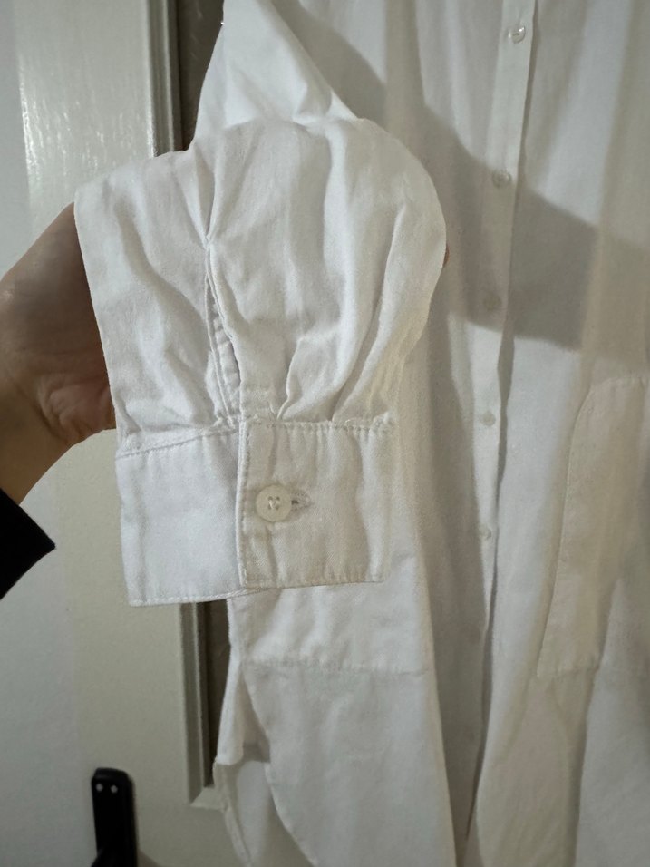 Düğmeli Beyaz Midi Gömlek - Görsel 2