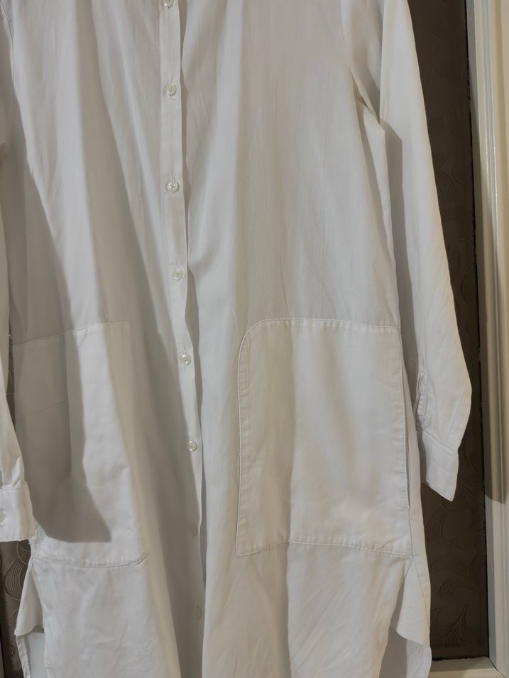 Düğmeli Beyaz Midi Gömlek - Görsel 3