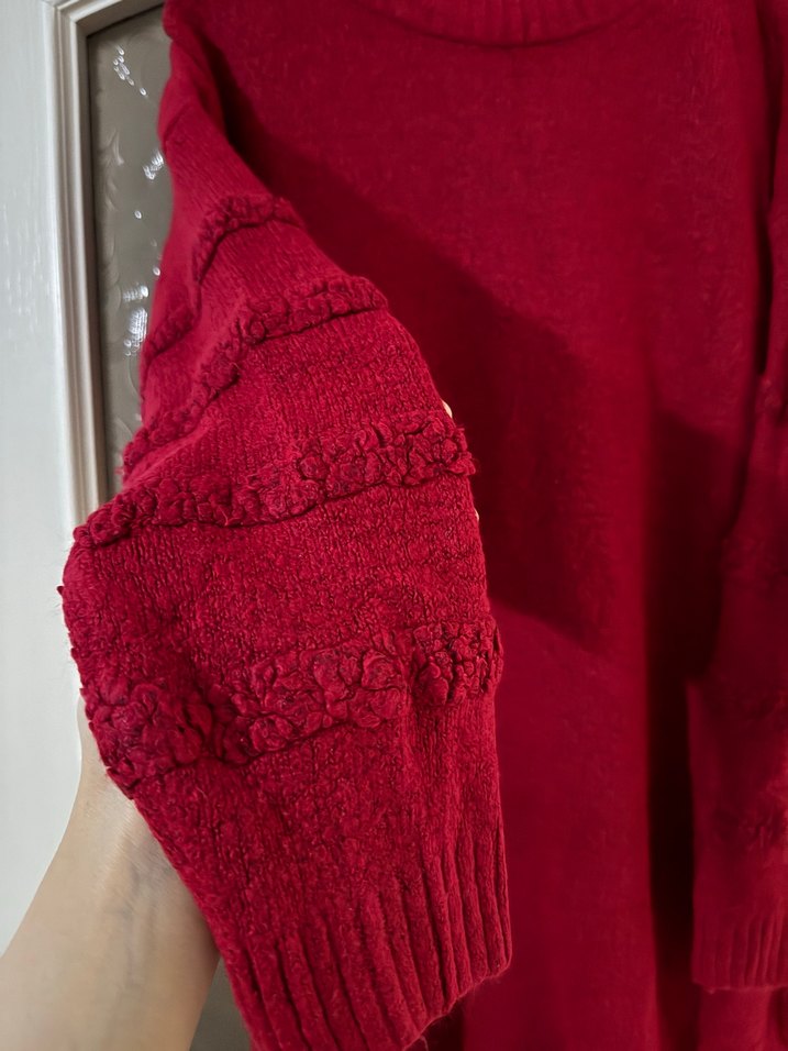 Bordo Örgü Kadın Kazak - Görsel 2