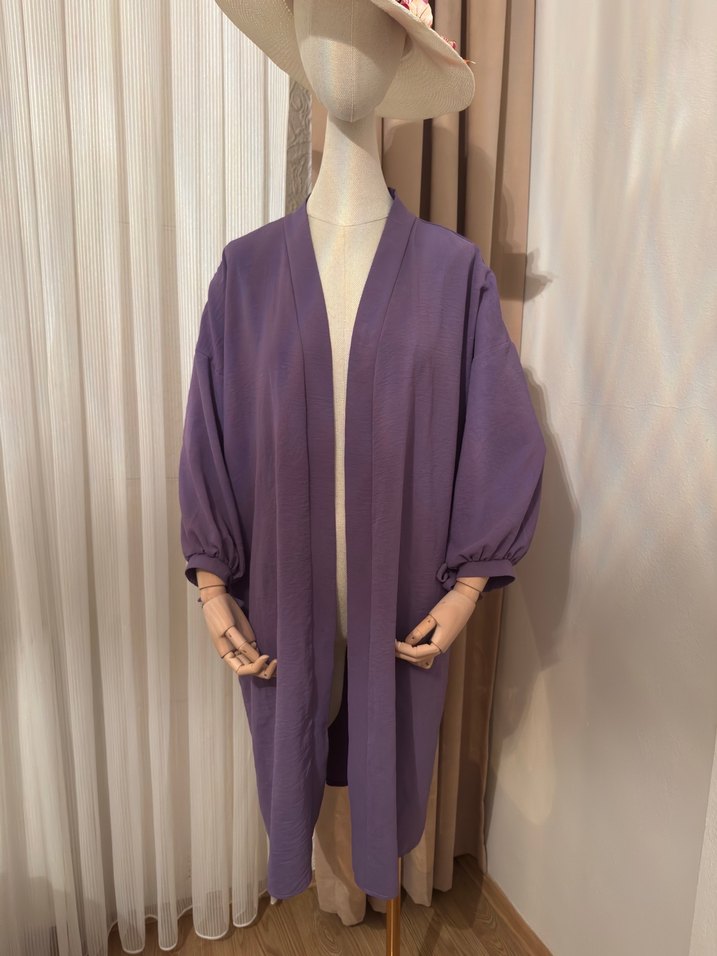 Mor Uzun Kollu Kadın Kimono - Görsel 4
