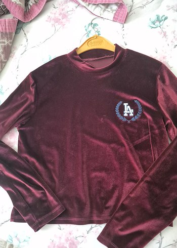Bordo Kadife Kız Sweatshirt Uygun Fiyat