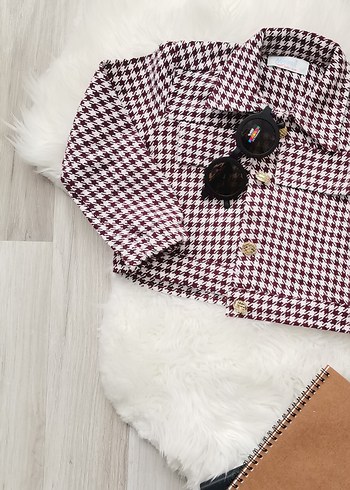 Kız Çocuk Ekose Düğmeli Bolero Ceket - Görsel 8