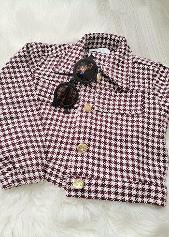 Kız Çocuk Ekose Düğmeli Bolero Ceket - Görsel 3