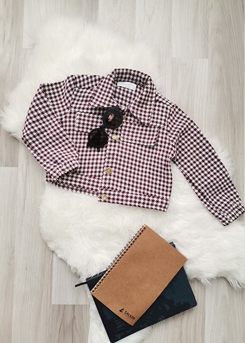 Kız Çocuk Ekose Düğmeli Bolero Ceket - Görsel 6