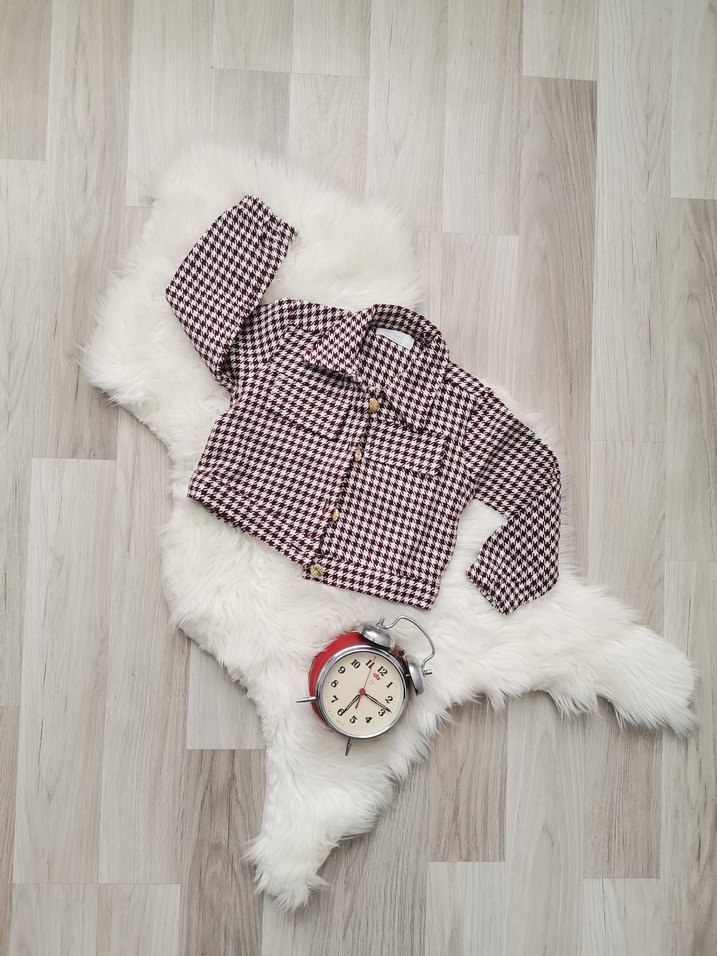 Kız Çocuk Ekose Düğmeli Bolero Ceket - Görsel 4