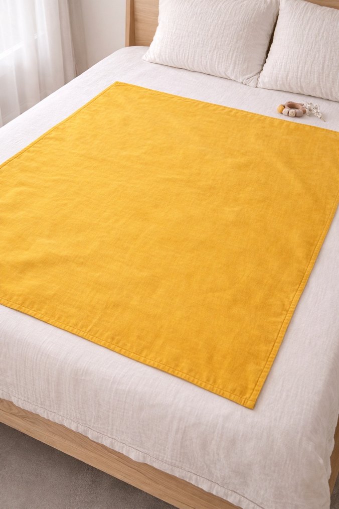 Hardal Renk 2 Katlı Müslin Bebek Battaniyesi | 100x100 cm - Görsel 2