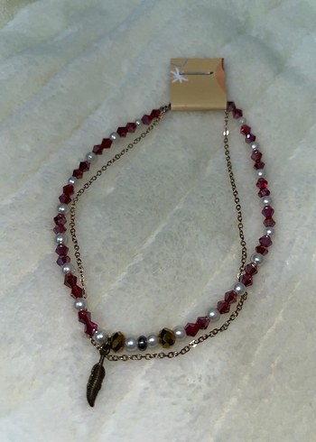 Bordo Boncuklu Bohem Halhal - Görsel 2