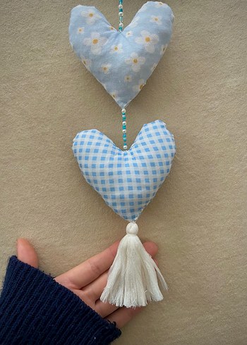 Mavi Kalp Figürlü Asma Kapı Süsü - Görsel 4