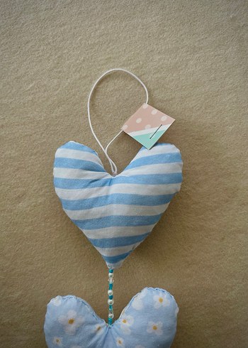 Mavi Kalp Figürlü Asma Kapı Süsü - Görsel 7