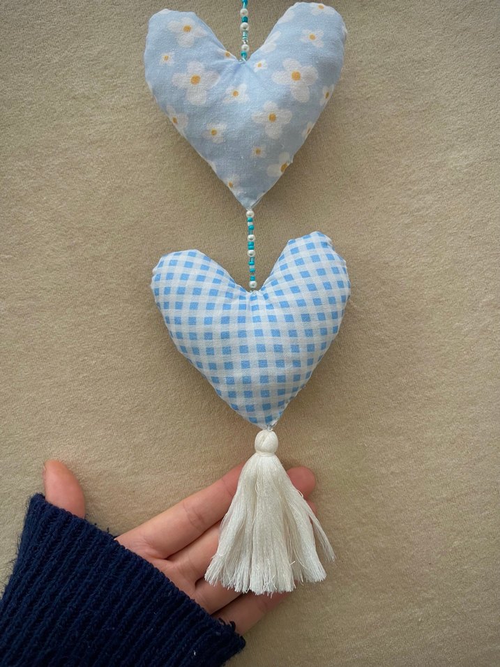 Mavi Kalp Figürlü Asma Kapı Süsü - Görsel 4