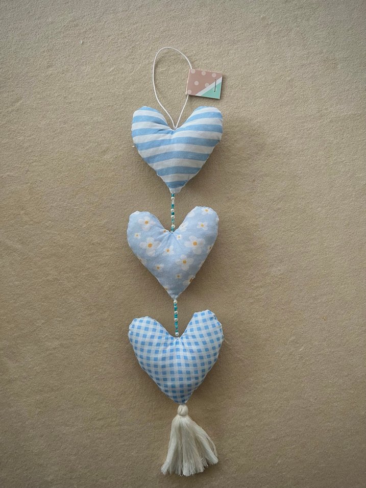 Mavi Kalp Figürlü Asma Kapı Süsü - Görsel 5