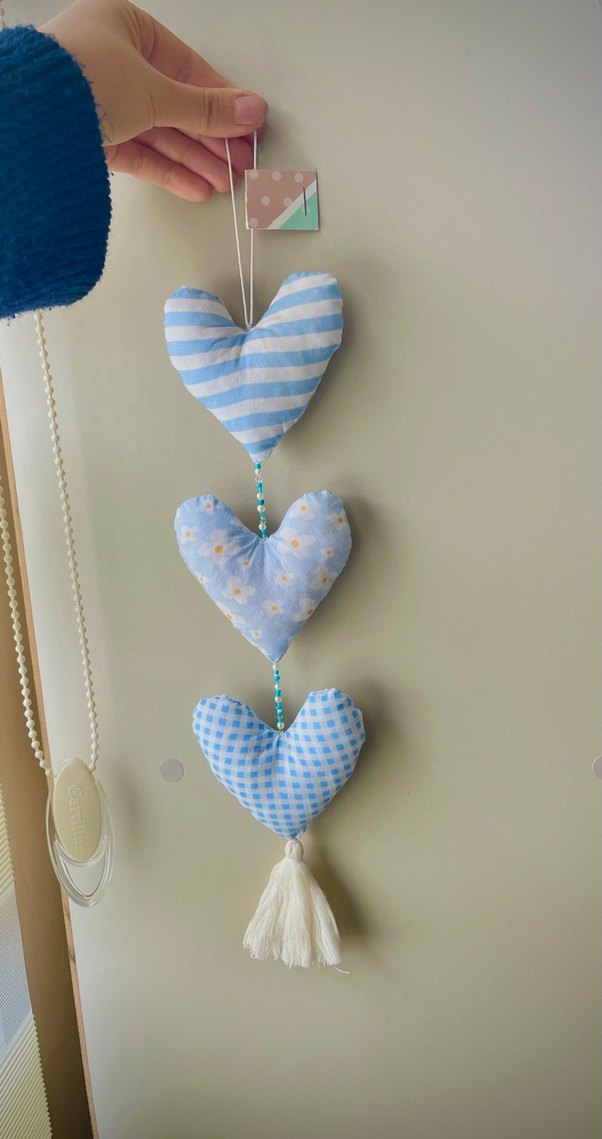 Mavi Kalp Figürlü Asma Kapı Süsü - Görsel 2