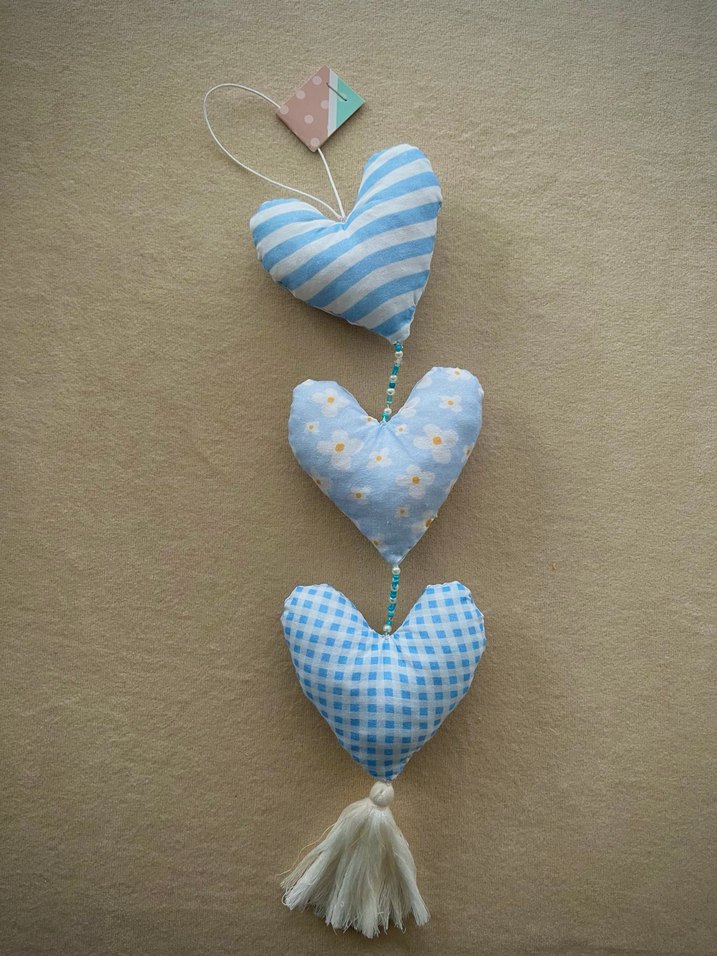 Mavi Kalp Figürlü Asma Kapı Süsü - Görsel 3