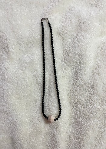 Uzun Siyah Boncuklu çıtlık kolye - Görsel 3