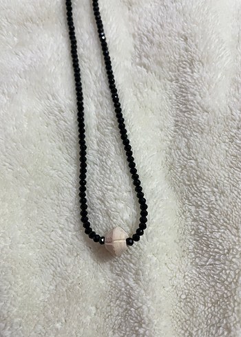 Uzun Siyah Boncuklu çıtlık kolye - Görsel 2