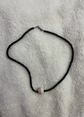 Uzun Siyah Boncuklu çıtlık kolye - Görsel 4