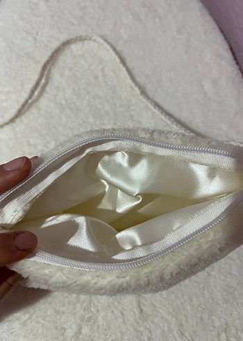 Bohem Tarzı Krem Kadın Peluş Çanta - Görsel 3