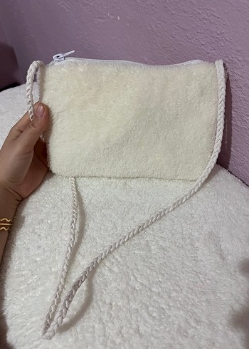 Bohem Tarzı Krem Kadın Peluş Çanta - Görsel 2