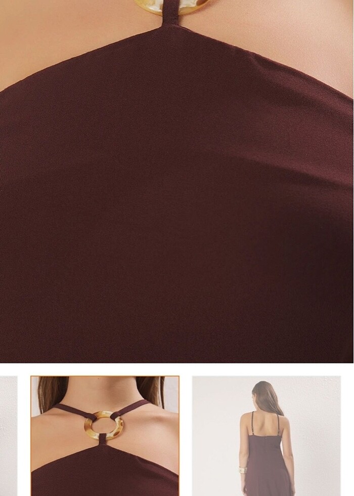 Kahverengi Elbise - Görsel 3