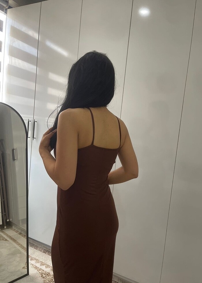 Kahverengi Elbise - Görsel 4