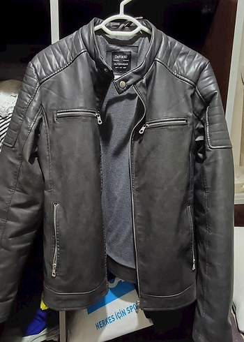 Siyah Kadın Deri Biker Ceket - Görsel 2