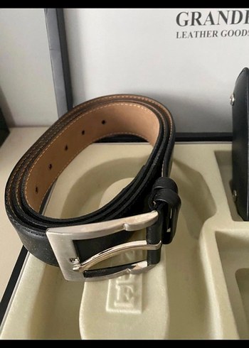 Grande Siyah Deri Erkek Kemer Seti - Görsel 8