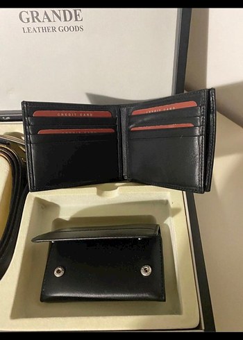 Grande Siyah Deri Erkek Kemer Seti - Görsel 4