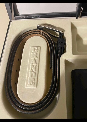 Grande Siyah Deri Erkek Kemer Seti - Görsel 6