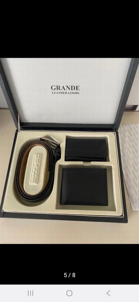 Grande Siyah Deri Erkek Kemer Seti - Görsel 5