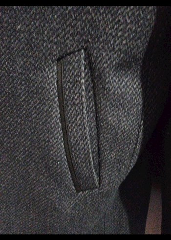 Düğmeli Gri Erkek Yün Kaban - Görsel 6