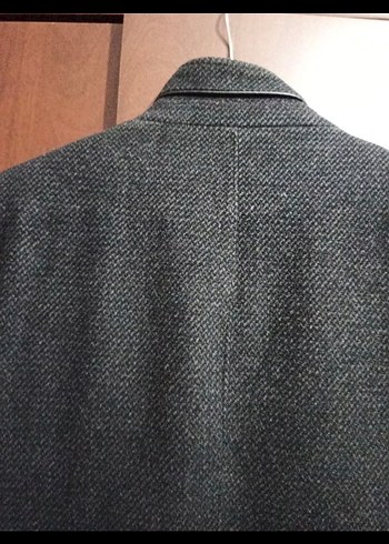 Düğmeli Gri Erkek Yün Kaban - Görsel 8