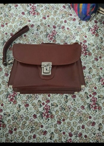 Kahverengi Deri Tokalı Vintage Kadın Portföy Çanta - Görsel 8