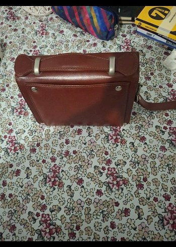 Kahverengi Deri Tokalı Vintage Kadın Portföy Çanta - Görsel 3