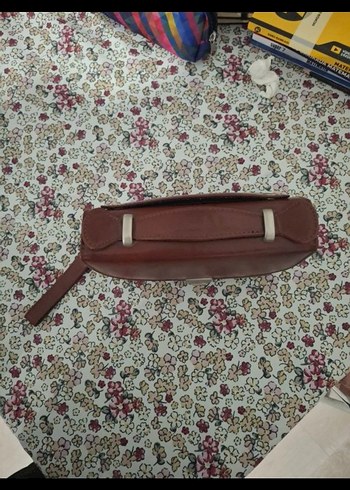 Kahverengi Deri Tokalı Vintage Kadın Portföy Çanta - Görsel 2