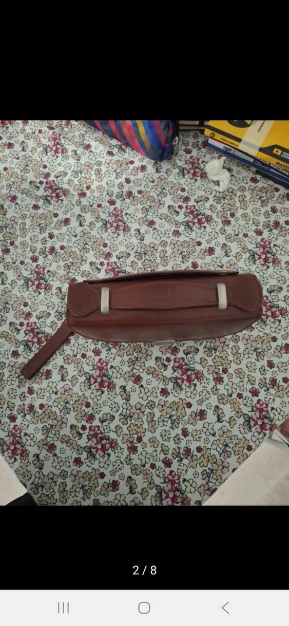 Kahverengi Deri Tokalı Vintage Kadın Portföy Çanta - Görsel 2