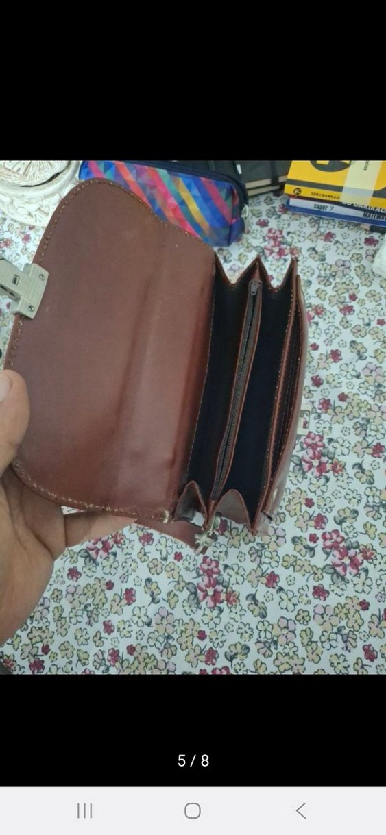 Kahverengi Deri Tokalı Vintage Kadın Portföy Çanta - Görsel 5