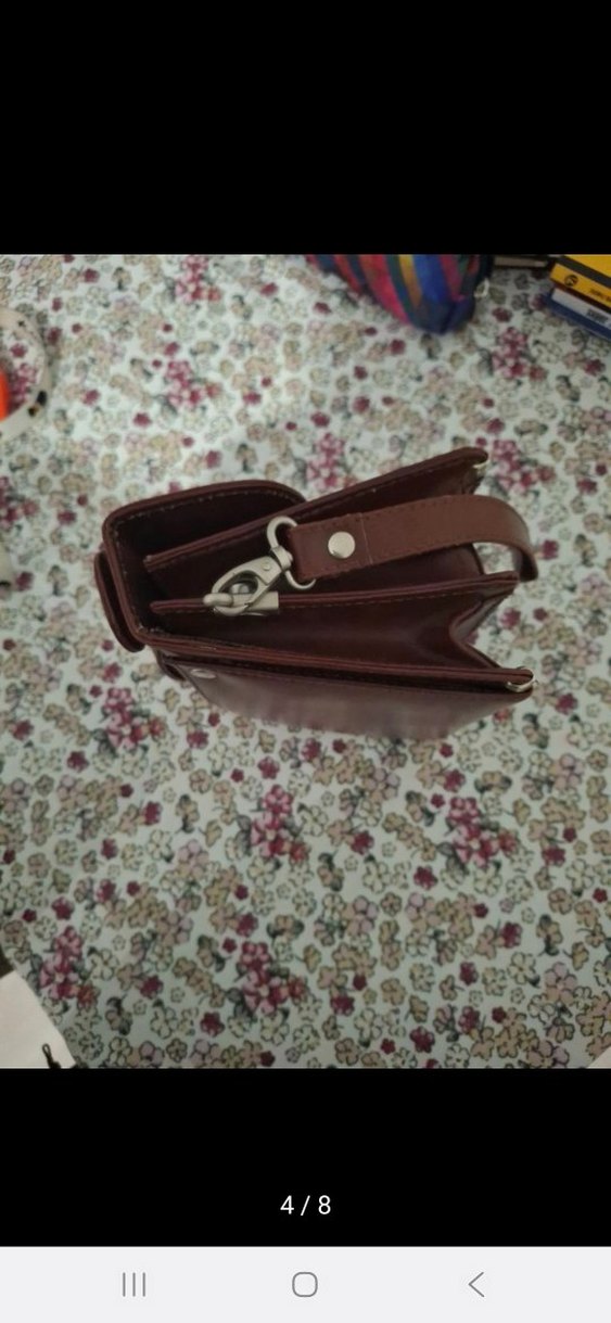 Kahverengi Deri Tokalı Vintage Kadın Portföy Çanta - Görsel 4