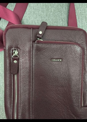 Bordo Fermuarlı Erkek Omuz Çantası Hakiki Deri Grande 6551 - Görsel 3