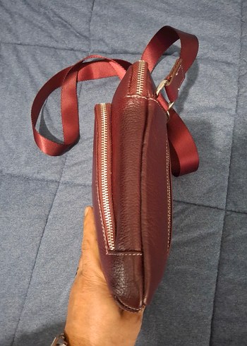 Bordo Fermuarlı Erkek Omuz Çantası Hakiki Deri Grande 6551 - Görsel 7