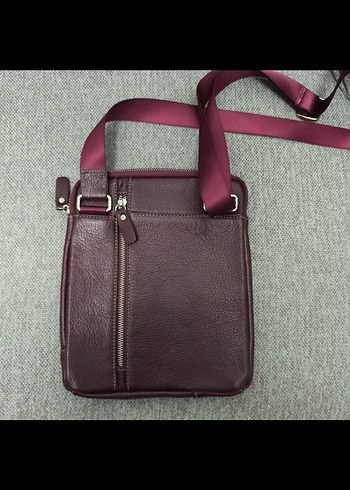 Bordo Fermuarlı Erkek Omuz Çantası Hakiki Deri Grande 6551 - Görsel 2