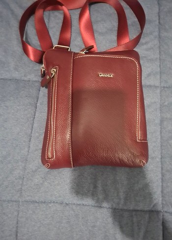 Bordo Fermuarlı Erkek Omuz Çantası Hakiki Deri Grande 6551 - Görsel 5