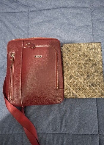 Bordo Fermuarlı Erkek Omuz Çantası Hakiki Deri Grande 6551 - Görsel 9