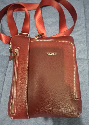 Bordo Fermuarlı Erkek Omuz Çantası Hakiki Deri Grande 6551 - Görsel 6