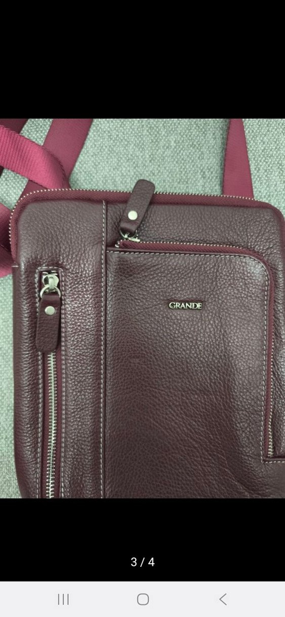 Bordo Fermuarlı Erkek Omuz Çantası Hakiki Deri Grande 6551 - Görsel 3