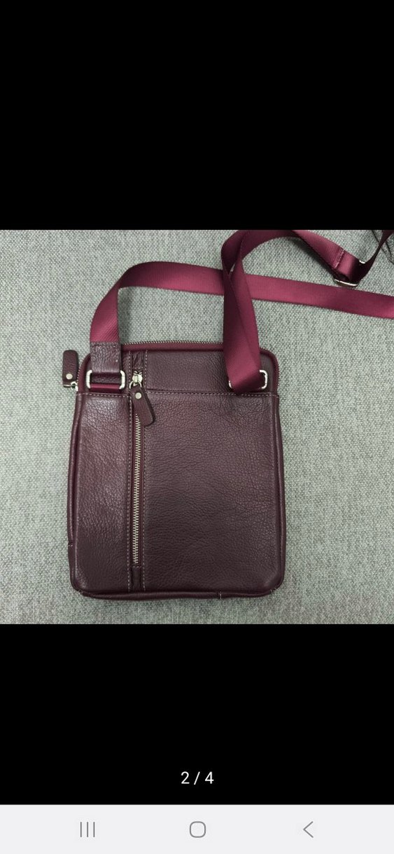 Bordo Fermuarlı Erkek Omuz Çantası Hakiki Deri Grande 6551 - Görsel 2