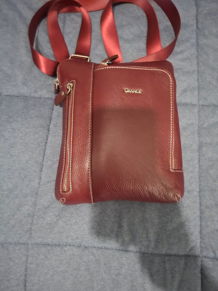 Bordo Fermuarlı Erkek Omuz Çantası Hakiki Deri Grande 6551 - Görsel 5