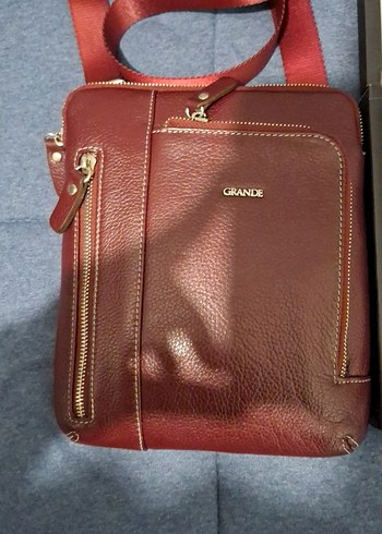 Bordo Modern Klasik Erkek Omuz Çantası ve Siyah Kemer Cüzdan Set - Görsel 4