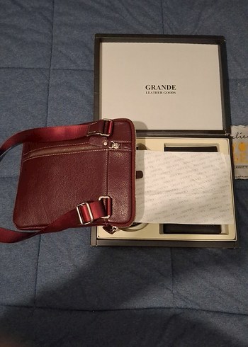 Bordo Modern Klasik Erkek Omuz Çantası ve Siyah Kemer Cüzdan Set - Görsel 6