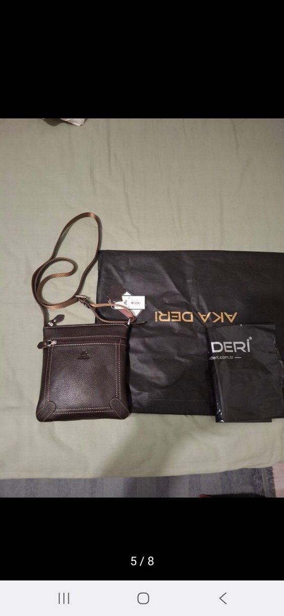 Deri Fermuarlı Kadın Çanta - Kahverengi AKA - Görsel 5