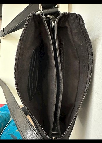 Siyah Erkek Omuz Çantası Tokalı Aka deri - Görsel 5